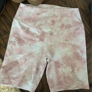 Pink and white tie dye small biker shorts